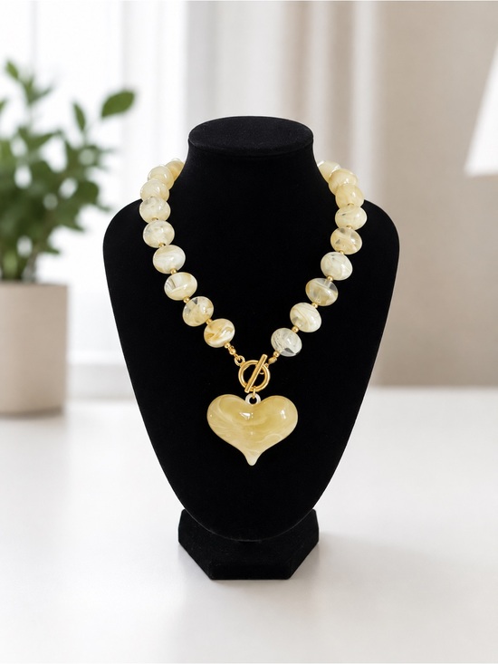 Jewelry - Yellow Heart Pendant Beaded Necklace - Brand